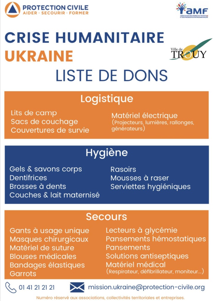 Organisation des points de collectes pour l’Ukraine