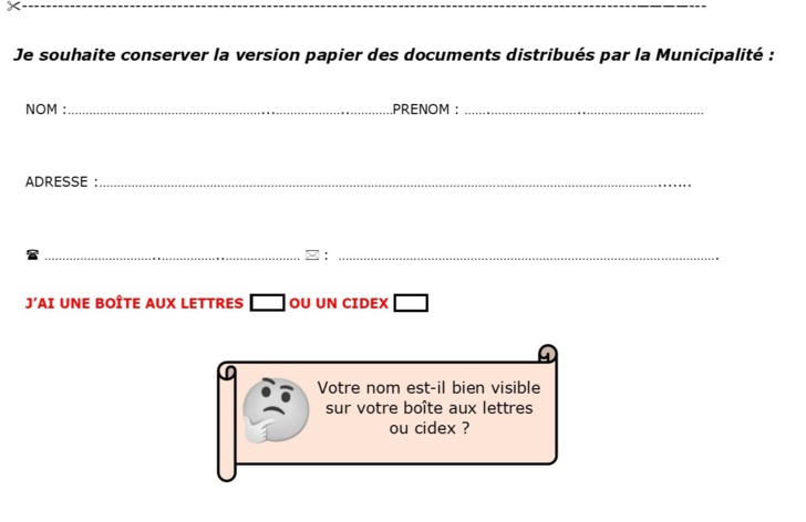 Distribution documents Municipaux en papier